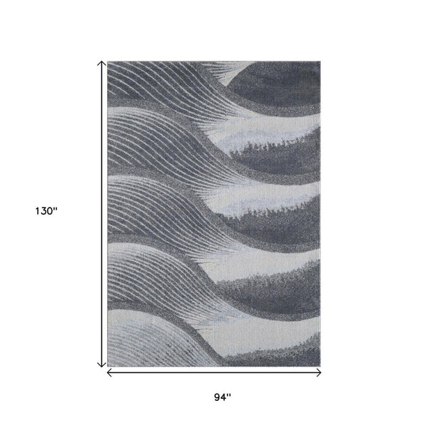 HomeRoots 5' Blue and Gray Abstract Area Rug - Stylish, Durable, Stain-Resistant for Modern Living Spaces 8' X 11' 475275