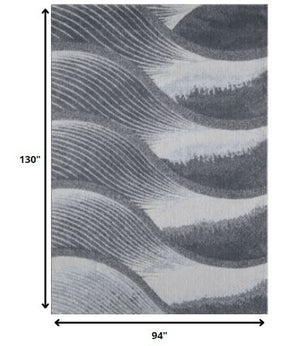 Homeroots 8' X 11' Blue And Gray Abstract Area Rug  Polypropylene 475275