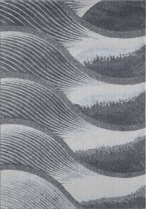 Homeroots 10' X 13' Gray Blue Abstract Waves Modern Area Rug  Polypropylene 475276