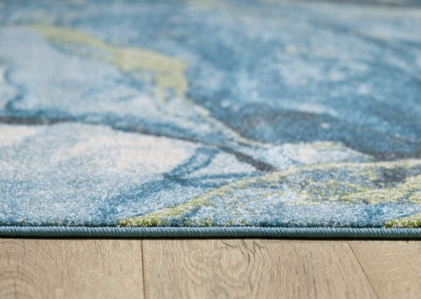 Homeroots 5' X 8' Teal Blue Abstract Area Rug  Polypropylene 475278