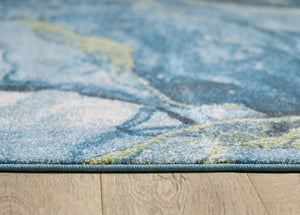 Homeroots 7' X 10' Teal Blue Abstract Area Rug  Polypropylene 475279