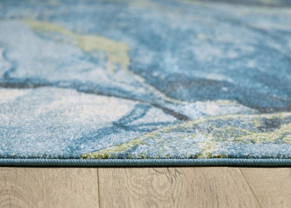 Homeroots 7' X 10' Teal Blue Abstract Area Rug  Polypropylene 475279