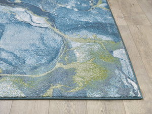Homeroots 8' X 11' Teal Blue Abstract Area Rug  Polypropylene 475280