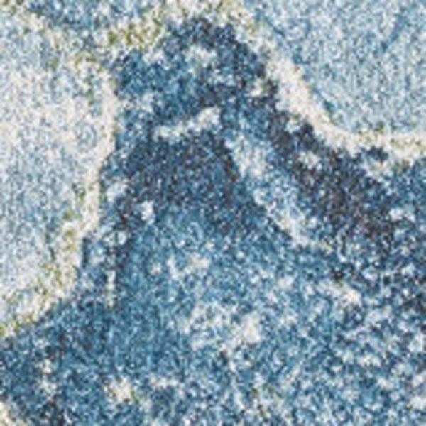 HomeRoots 5' Contemporary Teal Blue Green and Ivory Abstract Area Rug for Modern Living Spaces and Comfort 8' X 11' 475280