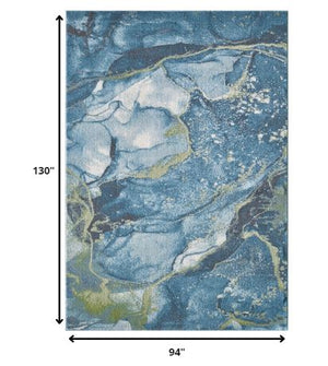 Homeroots 8' X 11' Teal Blue Abstract Area Rug  Polypropylene 475280