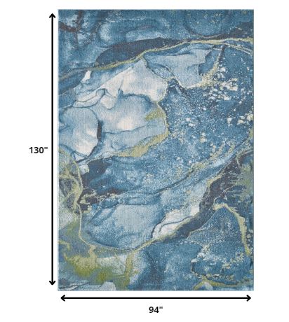 Homeroots 8' X 11' Teal Blue Abstract Area Rug  Polypropylene 475280