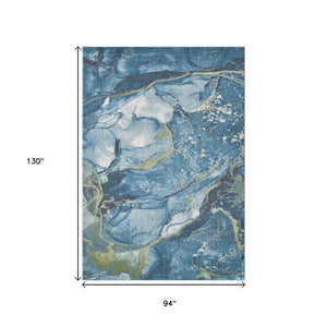 HomeRoots 5' Contemporary Teal Blue Green and Ivory Abstract Area Rug for Modern Living Spaces and Comfort 8' X 11' 475280
