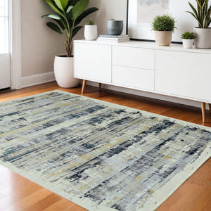 HomeRoots 4' Blue and Gray Abstract Area Rug – Contemporary Design for High-Traffic Spaces, Durable & Stylish 4' X 6' 475283