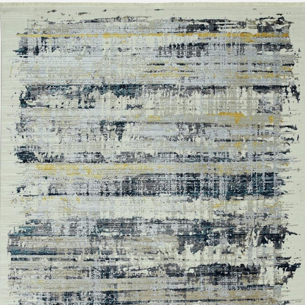 HomeRoots 4' Blue and Gray Abstract Area Rug – Contemporary Design for High-Traffic Spaces, Durable & Stylish 4' X 6' 475283