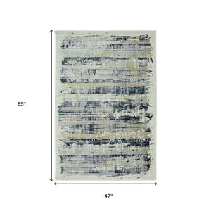 HomeRoots 4' Blue and Gray Abstract Area Rug – Contemporary Design for High-Traffic Spaces, Durable & Stylish 4' X 6' 475283