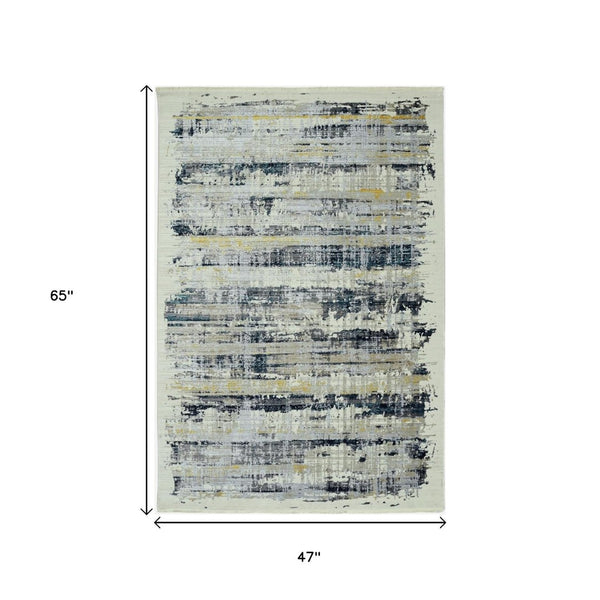 HomeRoots 4' Blue and Gray Abstract Area Rug – Contemporary Design for High-Traffic Spaces, Durable & Stylish 4' X 6' 475283