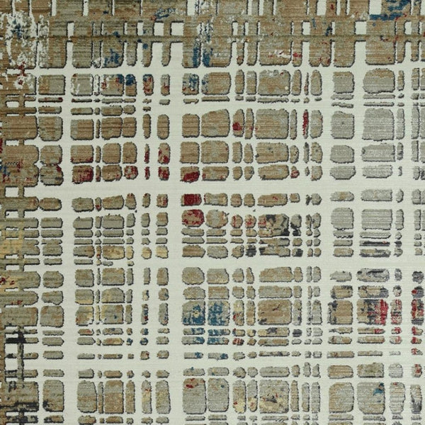 HomeRoots 4' Elegant Ivory Red and Blue Abstract Area Rug - Contemporary Design for Stylish Comfort and Durability 4' X 6' 475289
