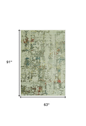 Homeroots 5' X 8' Ivory Abstract Area Rug  Polyester 475296