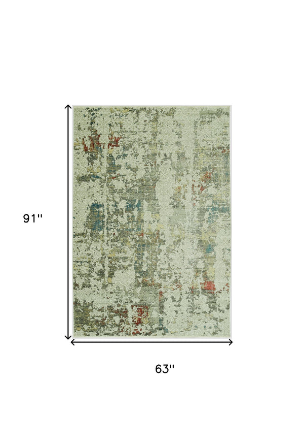 Homeroots 5' X 8' Ivory Abstract Area Rug  Polyester 475296