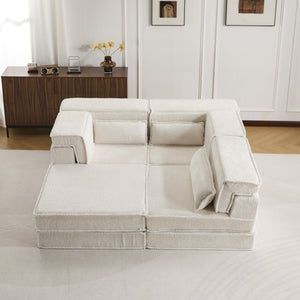 English Elm Compression Mahjong Sofa - Versatile Modular Floor Bed With Memory Foam & Soft Fleece, No Assembly W3723S00023