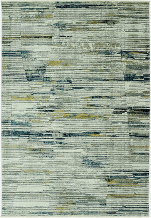 HomeRoots 4' Ivory and Blue Abstract Area Rug - Modern Polyester Design for Stylish Comfort in Any Room 4' X 6' 475301