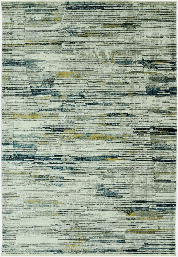 HomeRoots 4' Ivory and Blue Abstract Area Rug - Modern Polyester Design for Stylish Comfort in Any Room 4' X 6' 475301