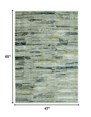 Homeroots 4' X 6' Ivory And Blue Abstract Area Rug  Polyester 475301