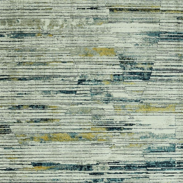 HomeRoots 4' Ivory and Blue Abstract Area Rug - Modern Polyester Design for Stylish Comfort in Any Room 4' X 6' 475301