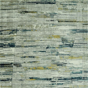 HomeRoots 4' Ivory and Blue Abstract Area Rug - Modern Polyester Design for Stylish Comfort in Any Room 4' X 6' 475301