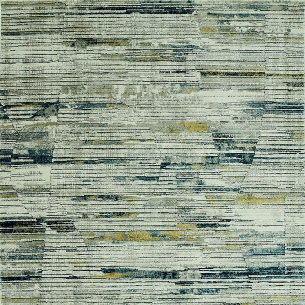 HomeRoots 4' Ivory and Blue Abstract Area Rug - Modern Polyester Design for Stylish Comfort in Any Room 4' X 6' 475301