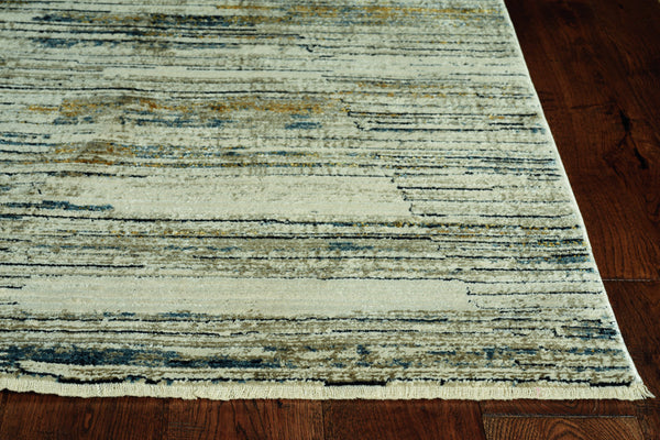 Homeroots 5' X 8' Ivory And Blue Abstract Area Rug  Polyester 475302