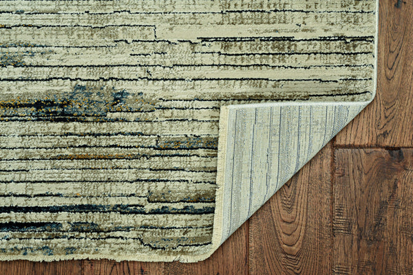 Homeroots 5' X 8' Ivory And Blue Abstract Area Rug  Polyester 475302