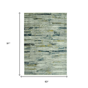 HomeRoots 4' Ivory and Blue Abstract Area Rug - Modern Polyester Design for Stylish Comfort in Any Room 5' X 8' 475302