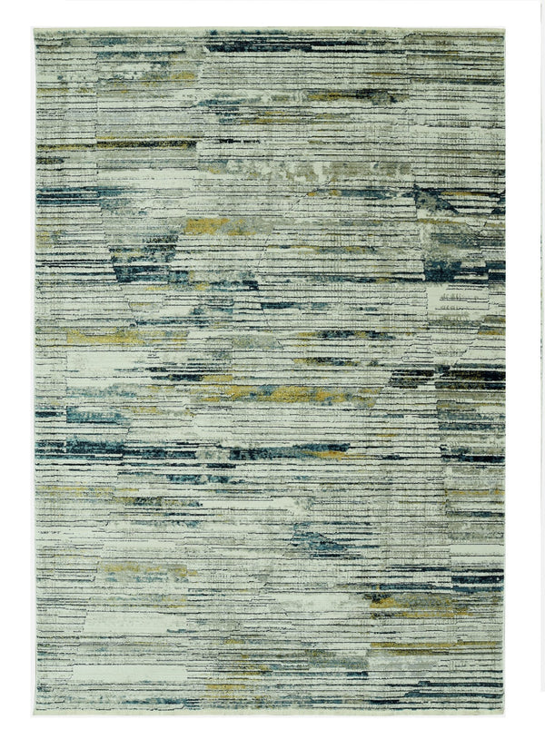 Homeroots 5' X 8' Ivory And Blue Abstract Area Rug  Polyester 475302