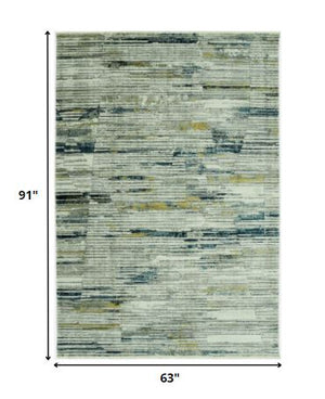 Homeroots 5' X 8' Ivory And Blue Abstract Area Rug  Polyester 475302