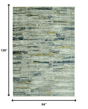 Homeroots 8' X 11' Ivory And Blue Abstract Area Rug  Polyester 475303