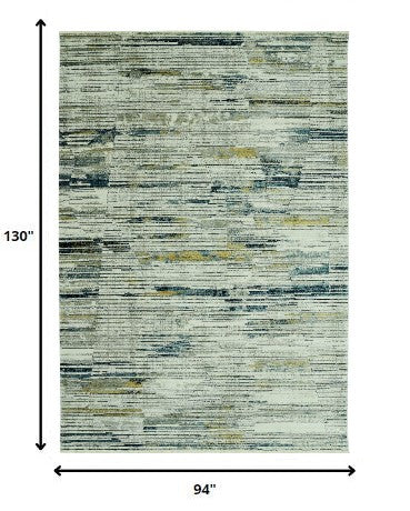 Homeroots 8' X 11' Ivory And Blue Abstract Area Rug  Polyester 475303