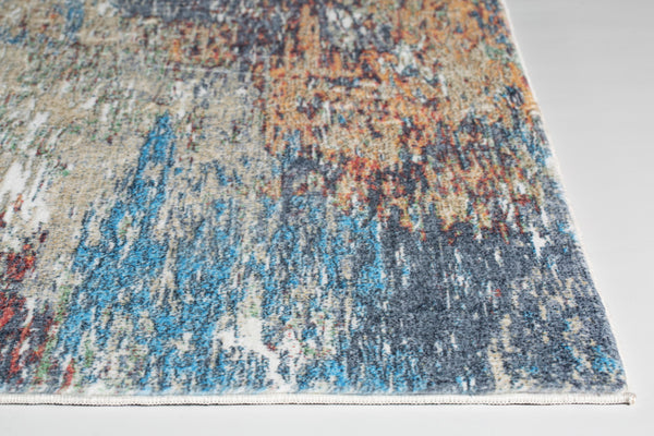 Homeroots 6' X 9' Blue And Beige Abstract Area Rug  Polyester 475308
