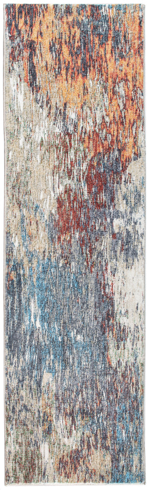 Homeroots 6' X 9' Blue And Beige Abstract Area Rug  Polyester 475308