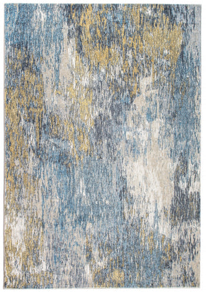 Homeroots 5' X 8' Blue And Gold Abstract Area Rug  Polyester 475311