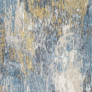 HomeRoots 5' Blue and Gold Abstract Area Rug – Modern Painterly Design for Artistic Home Décor Enhancement 5' X 8' 475311