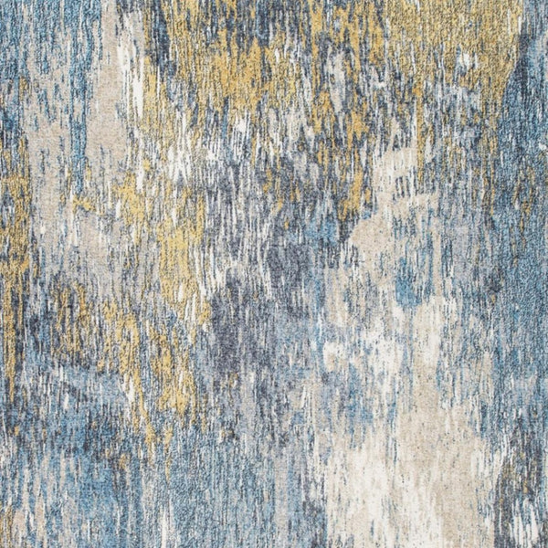 HomeRoots 5' Blue and Gold Abstract Area Rug – Modern Painterly Design for Artistic Home Décor Enhancement 5' X 8' 475311