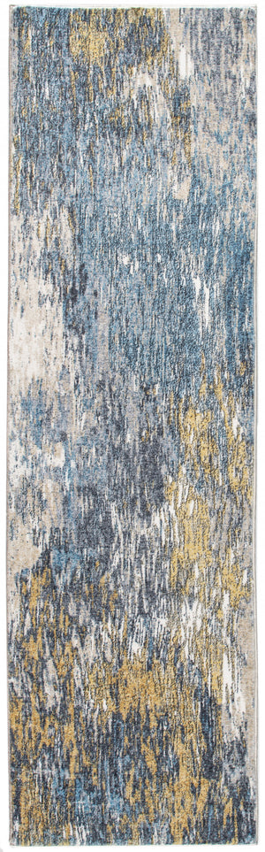 Homeroots 5' X 8' Blue And Gold Abstract Area Rug  Polyester 475311