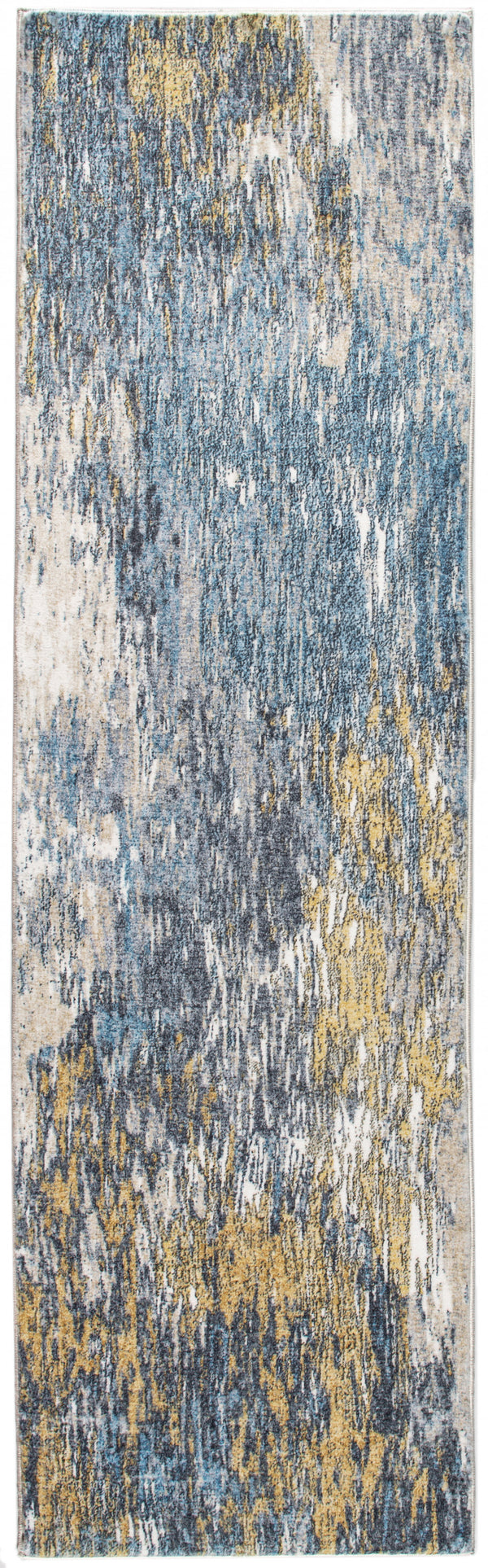Homeroots 5' X 8' Blue And Gold Abstract Area Rug  Polyester 475311