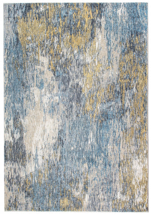 Homeroots 6' X 9' Blue And Gold Abstract Area Rug  Polyester 475312