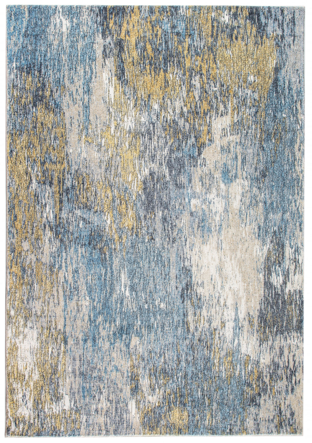 Homeroots 8' X 10' Blue And Gold Abstract Area Rug  Polyester 475313
