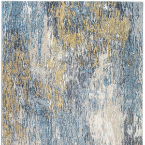 Homeroots 8' X 10' Blue And Gold Abstract Area Rug  Polyester 475313