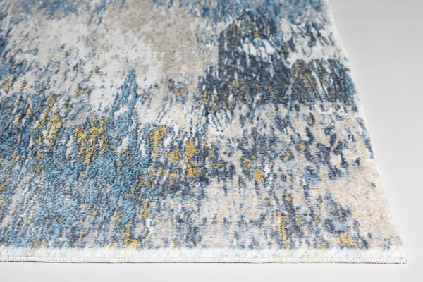 Homeroots 8' X 10' Blue And Gold Abstract Area Rug  Polyester 475313