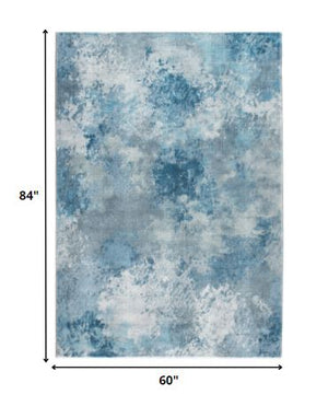 Homeroots 5' X 8' Blue Abstract Area Rug  Polyester 475315