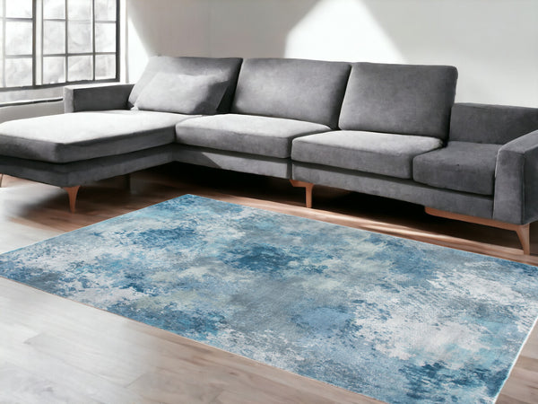 Homeroots 5' X 8' Blue Abstract Area Rug  Polyester 475315