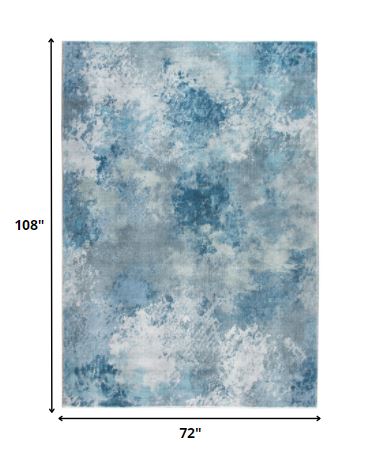 Homeroots 6' X 9' Blue Abstract Area Rug  Polyester 475316