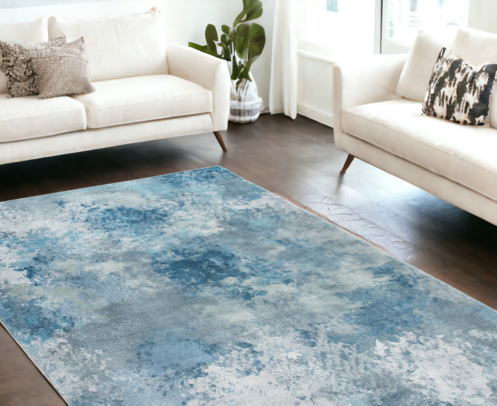Homeroots 6' X 9' Blue Abstract Area Rug  Polyester 475316