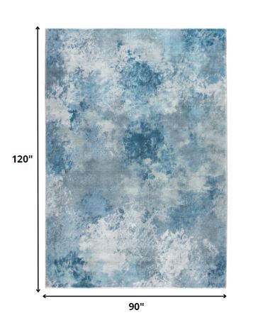 Homeroots 8' X 10' Blue Abstract Area Rug  Polyester 475317
