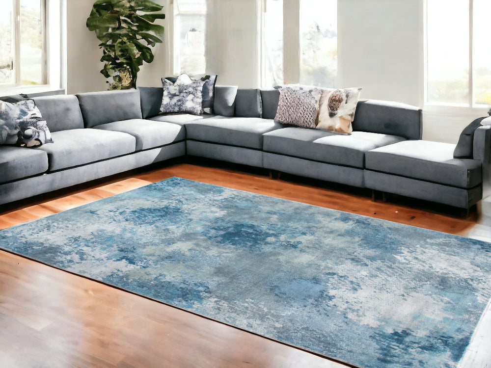 Homeroots 8' X 10' Blue Abstract Area Rug  Polyester 475317