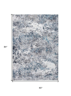 Homeroots 5' X 8' Gray Blue Abstract Galaxy Area Rug  Polyester 475319